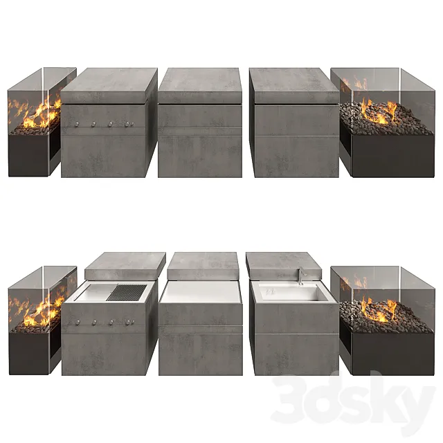 Steininger Rock.Air outdoor kitchen 3D Model