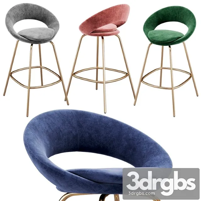 Stella velvet bar stool 2 3D Model Free