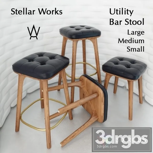 Stellar Works Utility Bar Stool 3D Model Free