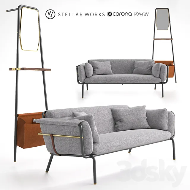 STELLAR WORKS Valet Love Seat & Hallway 3D Model