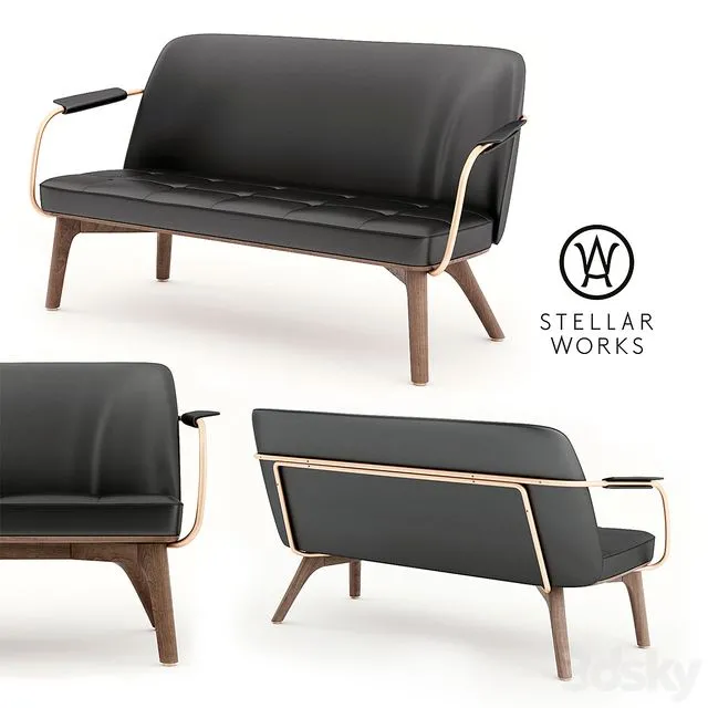Stellarworks - Utility Lounge Chair Two Seater 3D Model