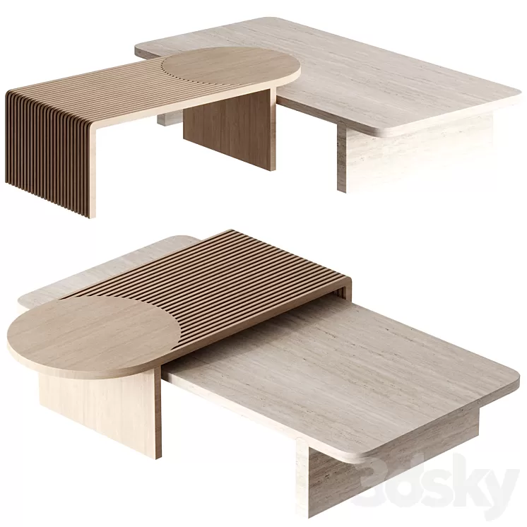 Stick and Stone center table by Dooq 3D Model