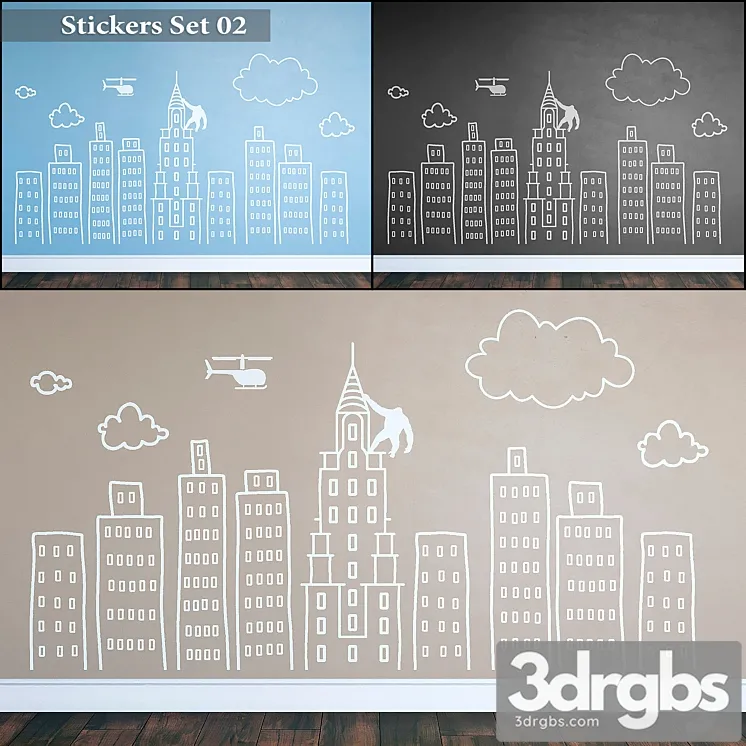 Stickers set 02 3D Model Free