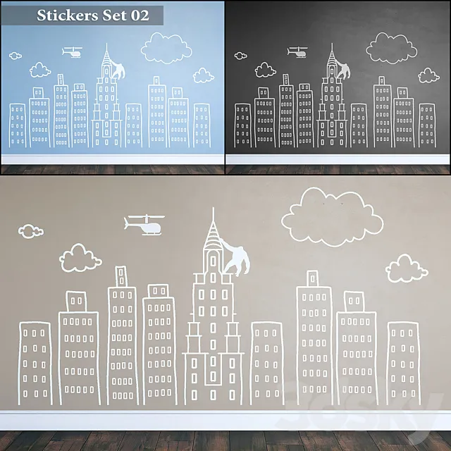 Stickers Set 02 3D Model