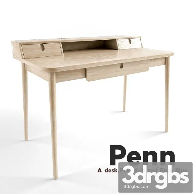 Stol Penn Desk Pale Ash And Eton Blue 3D Model Free