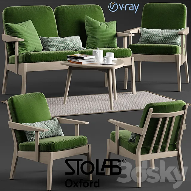 Stolab Oxford chair and sofa. Yngve table 3DModel