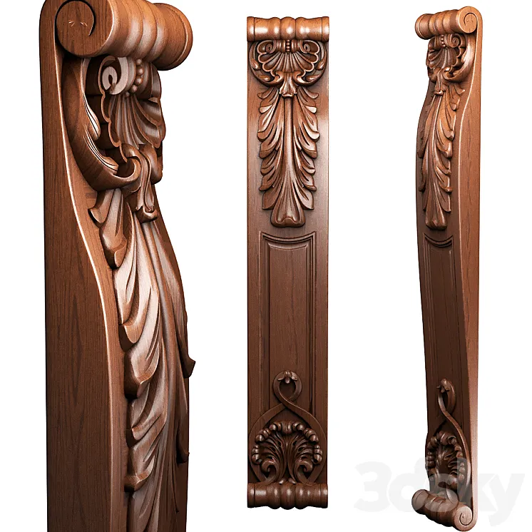 Stolb crown wood 4465 3D Model Free