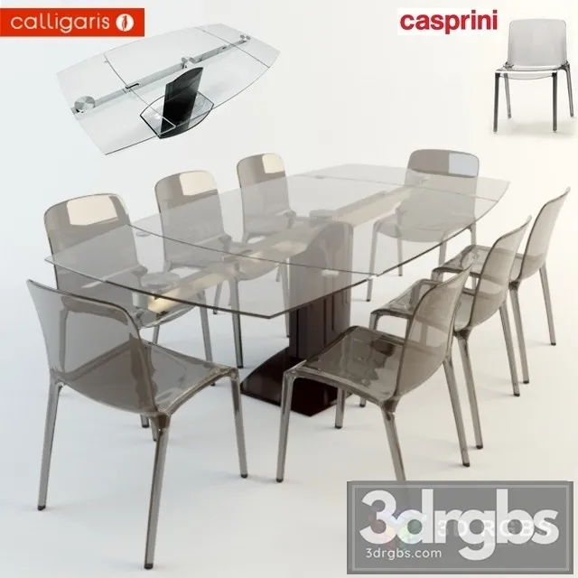 Stolstul Casprini Calligaris Table and Chair 3D Model Free