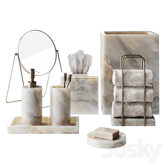 Stone bathroom accessories 3D Model