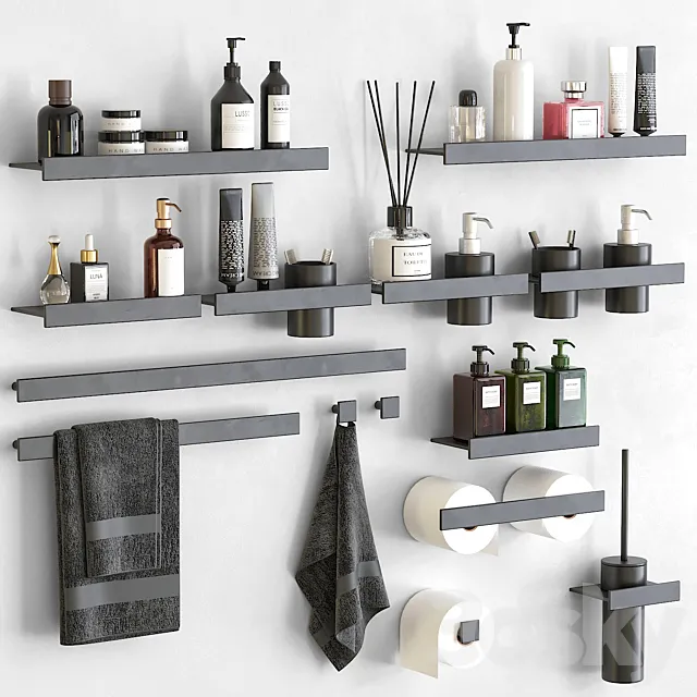 Stone bathroom accessories by REXA Design 3D Model