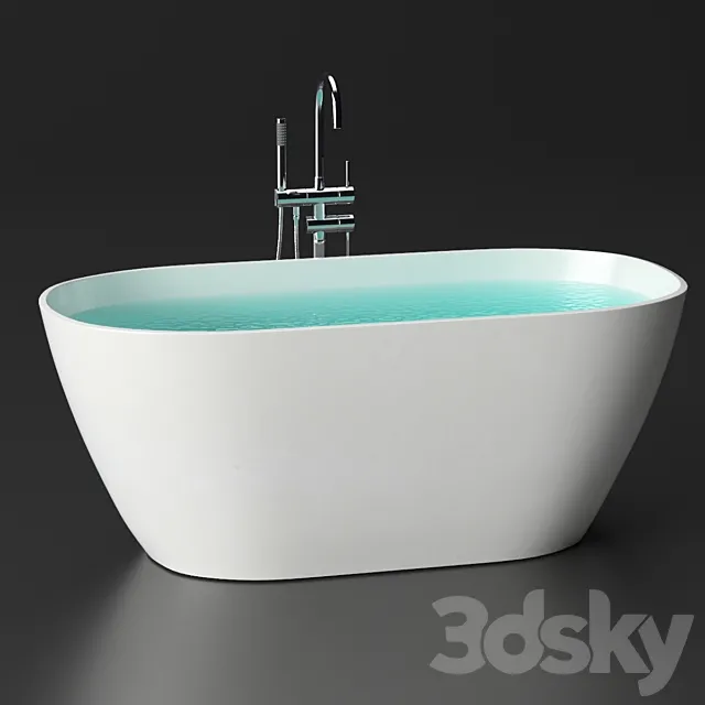 Stone bathtub Holbi Venus Solid Surface + Gerhans 3D Model