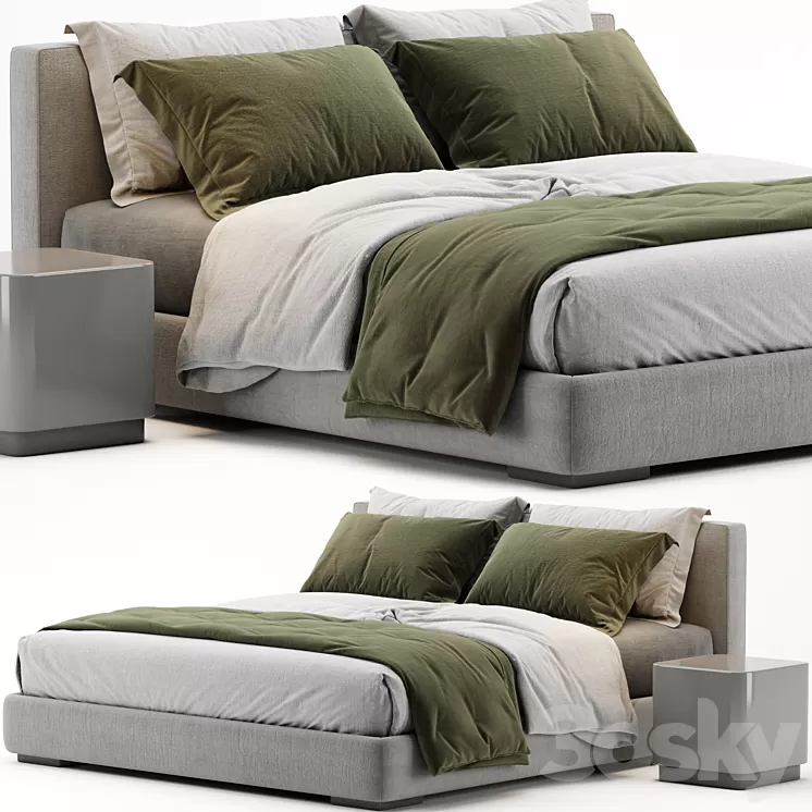 Stone Bed by Meridiani 3D Model Free