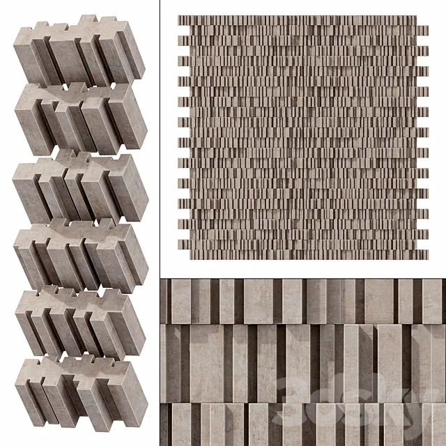 Stone block line brick n1 _ Linear block bricks 3D Model