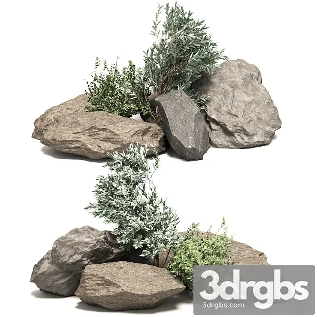 Stone Bush Pack 6 3D Model Free