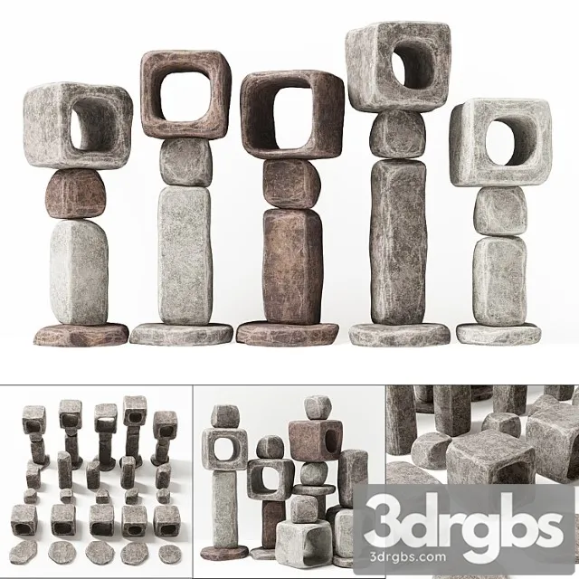 Stone cube lamp 3D Model Free