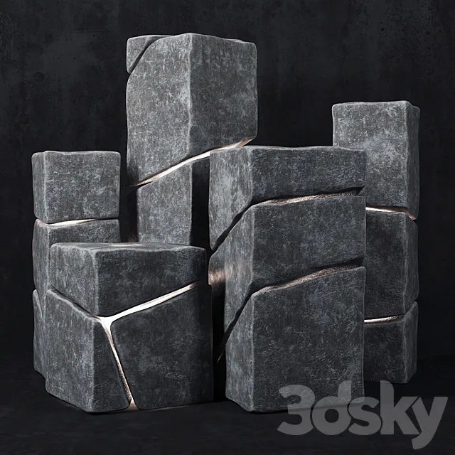 Stone cube lights 3D Model