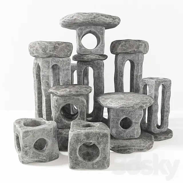 Stone cubic lamps N2 3D Model