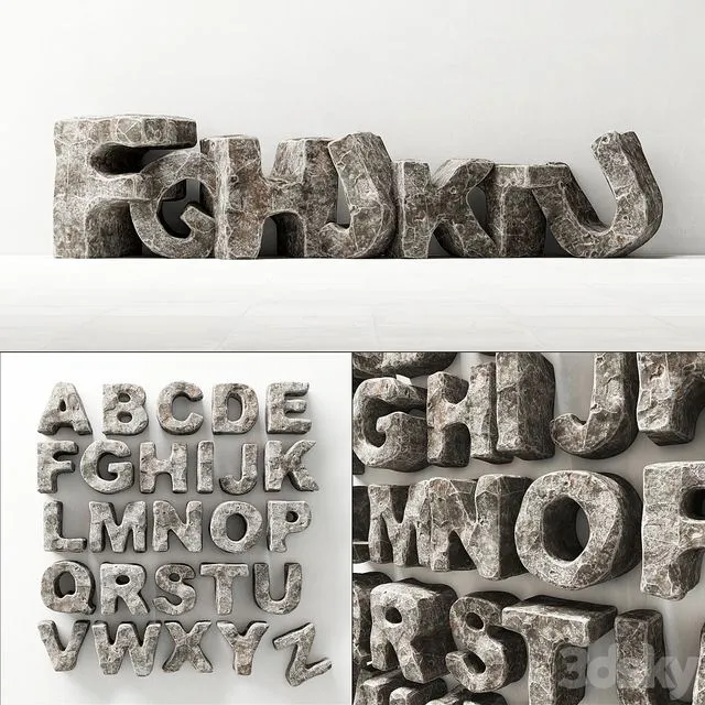 Stone English letters 3D Model