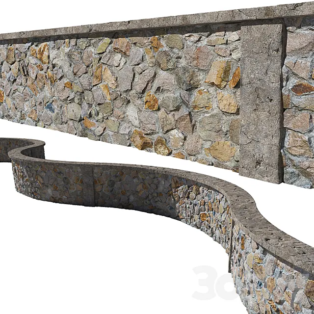 Stone fence_3 3D Model