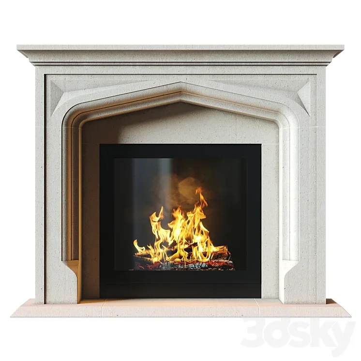 Stone Fireplace 1 3D Model Free