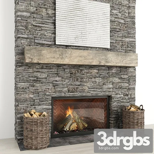 Stone fireplace 22 3D Model Free