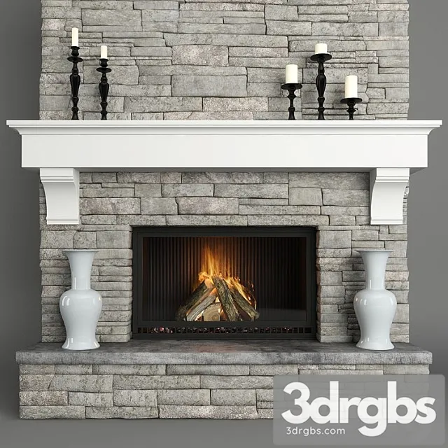 Stone fireplace 3 3D Model Free