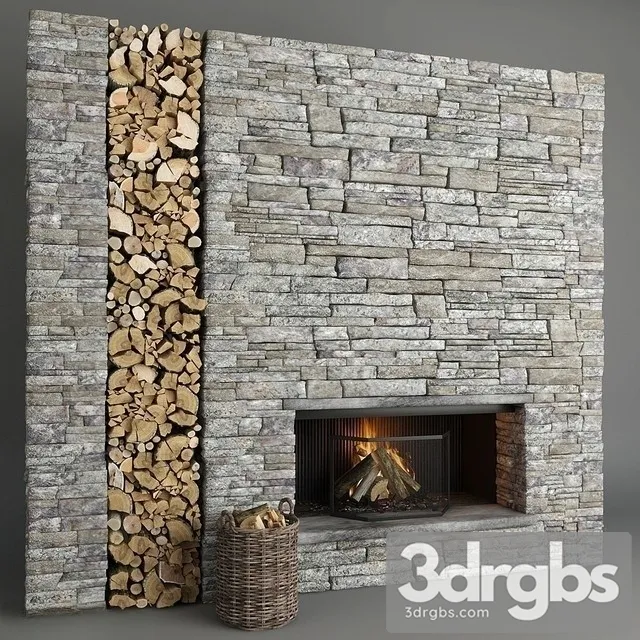 Stone Fireplace 3D Model Free