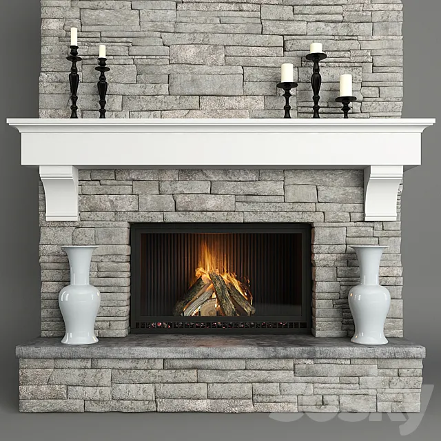 Stone fireplace 3DModel