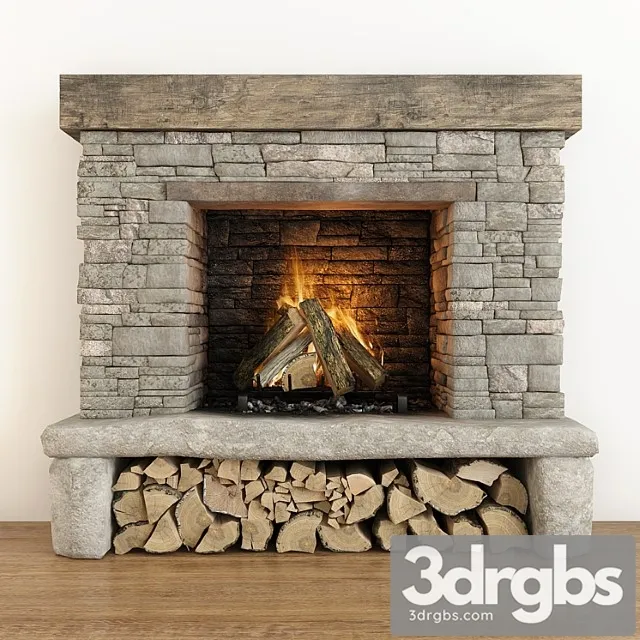 Stone fireplace_2 3D Model Free