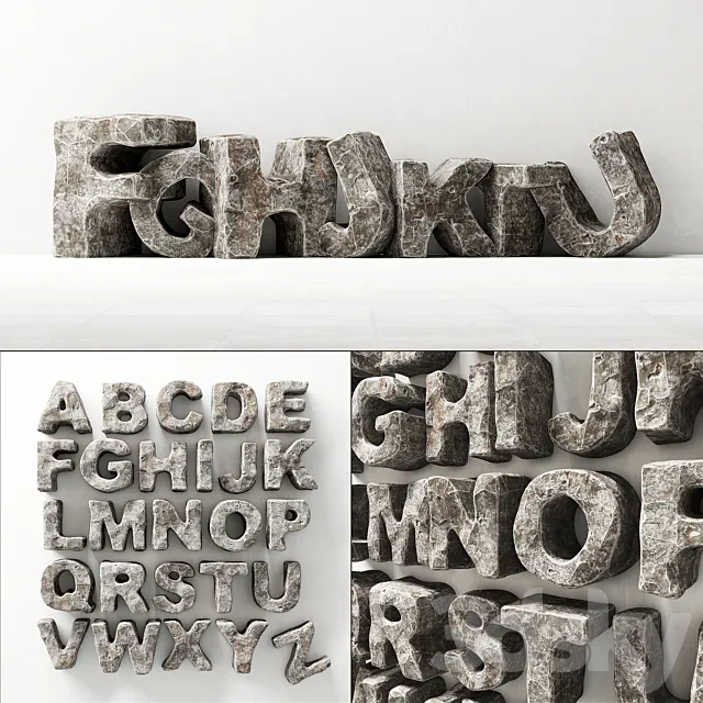 Stone letters english _ Stone English letters 3D Model