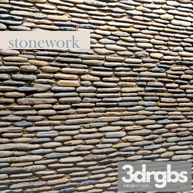 Stone Masonry Pebble Wall Pebbles Nautical Design Decor 3D Model Free