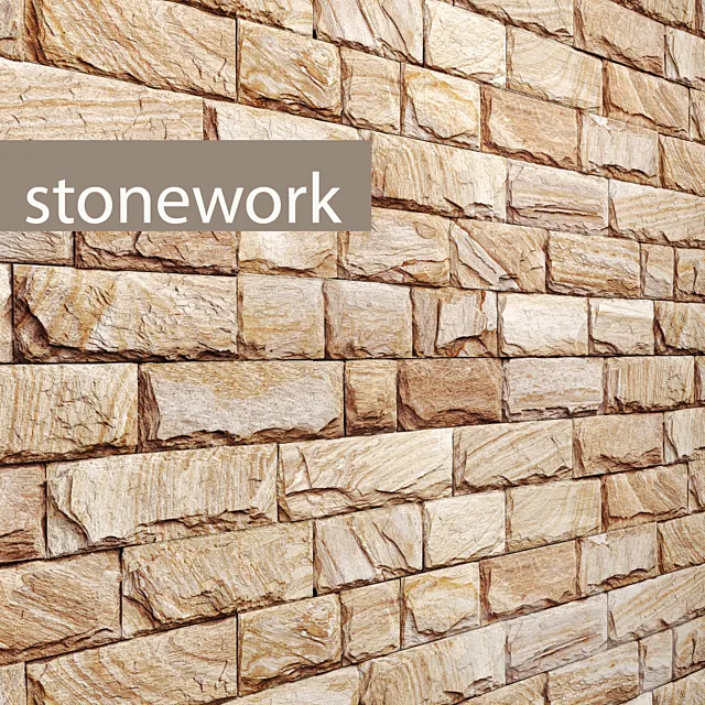 Stone masonry. slate stone stone wall wild stone 3D Model