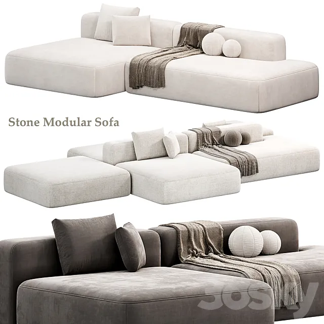Stone Modular Sofa by Tamamm 3D Model
