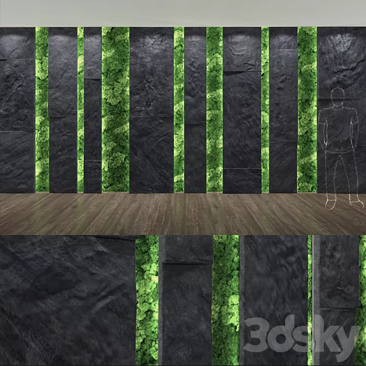 stone & moss wall 3D Model