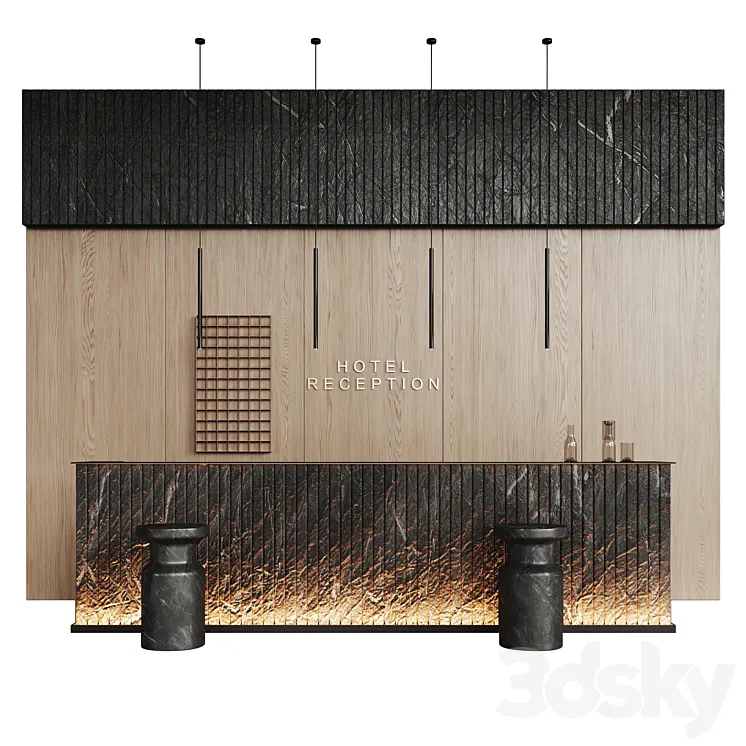 Stone natural hotel reception 3D Model Free