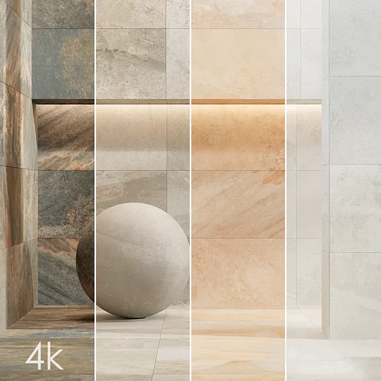 Stone Set 28 - Pietra BUNDLE - 4 types: Black Grey Beige and White 3D Model