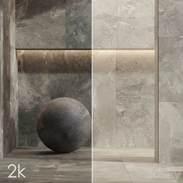 Stone Set 58 – Bundle 2 types Black Slate & Brown Slate 2K 3D Model