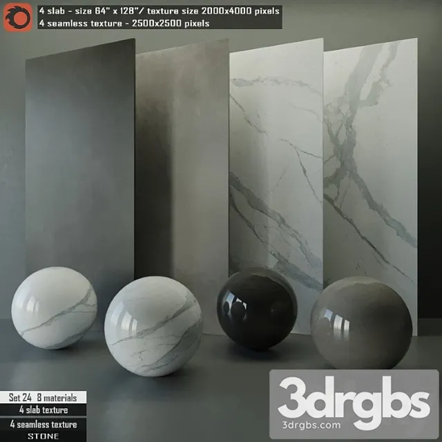 Stone slab & seamless texture set 24 3D Model Download