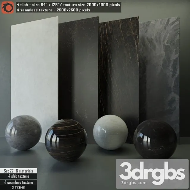 Stone slab & seamless texture set 27 3D Model Download