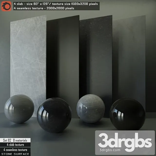 Stone slab & seamless texture set 82 3D Model Free