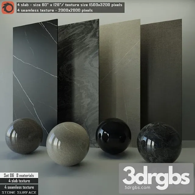 Stone slab & seamless texture set 86 3D Model Free