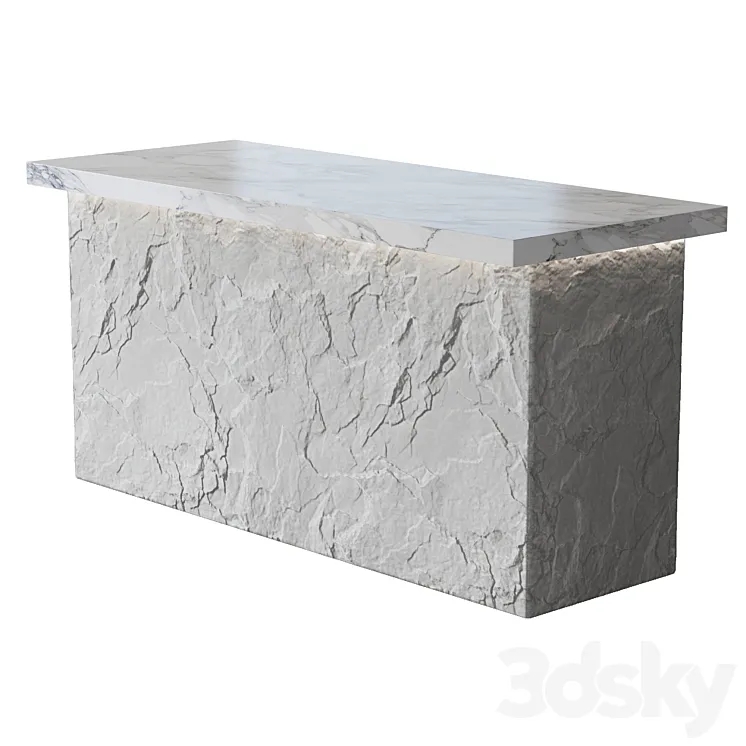 Stone table island №2 3D Model Free