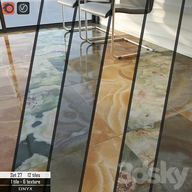 Stone tile set 27 3D Model