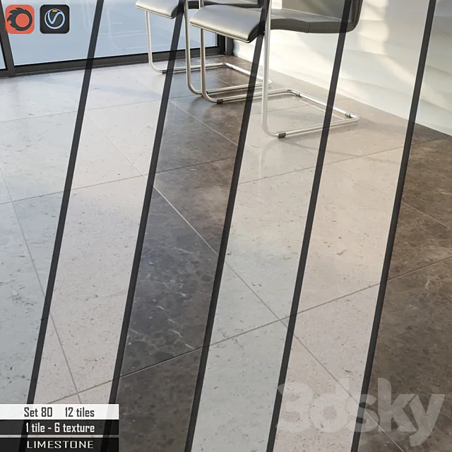 Stone tile Set 80 3D Model