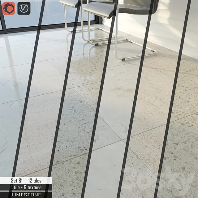 Stone tile Set 81 3D Model