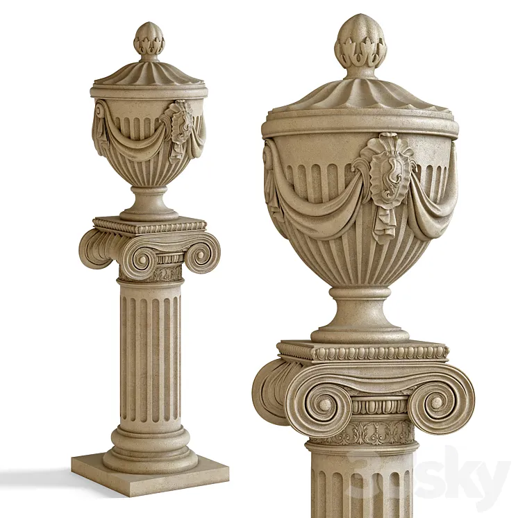 Stone Urn 001 3D Model Free