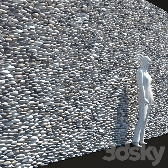 Stone Wall Riverstone 3D Model