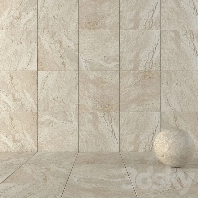 Stone Wall Tiles Antico Sand Set 1 3D Model