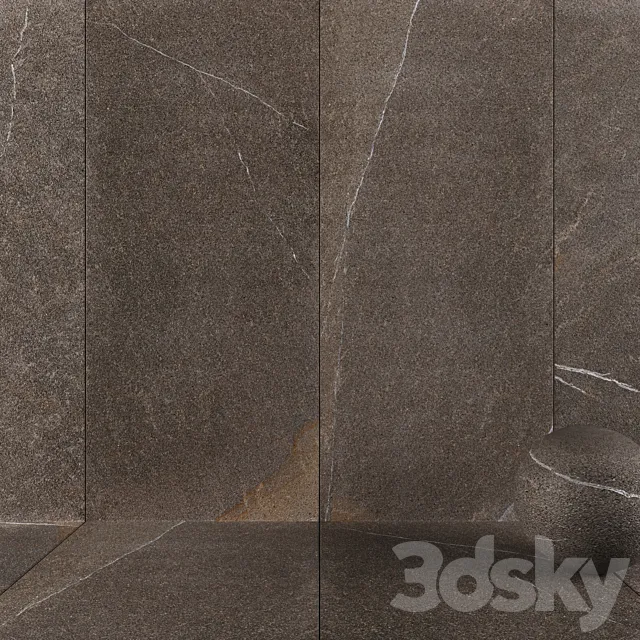 Stone Wall Tiles Limestone Anthracite 3D Model
