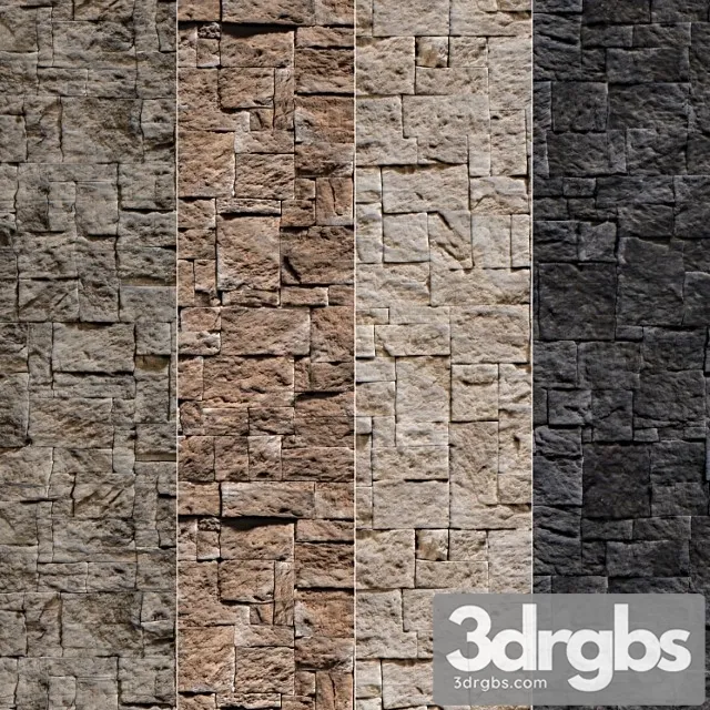 Stone walls set 3 3D Model Free